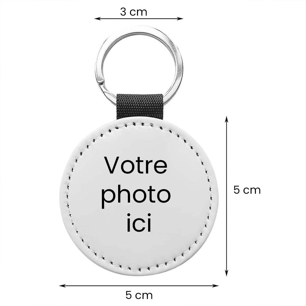 Porte-clés rond en cuir